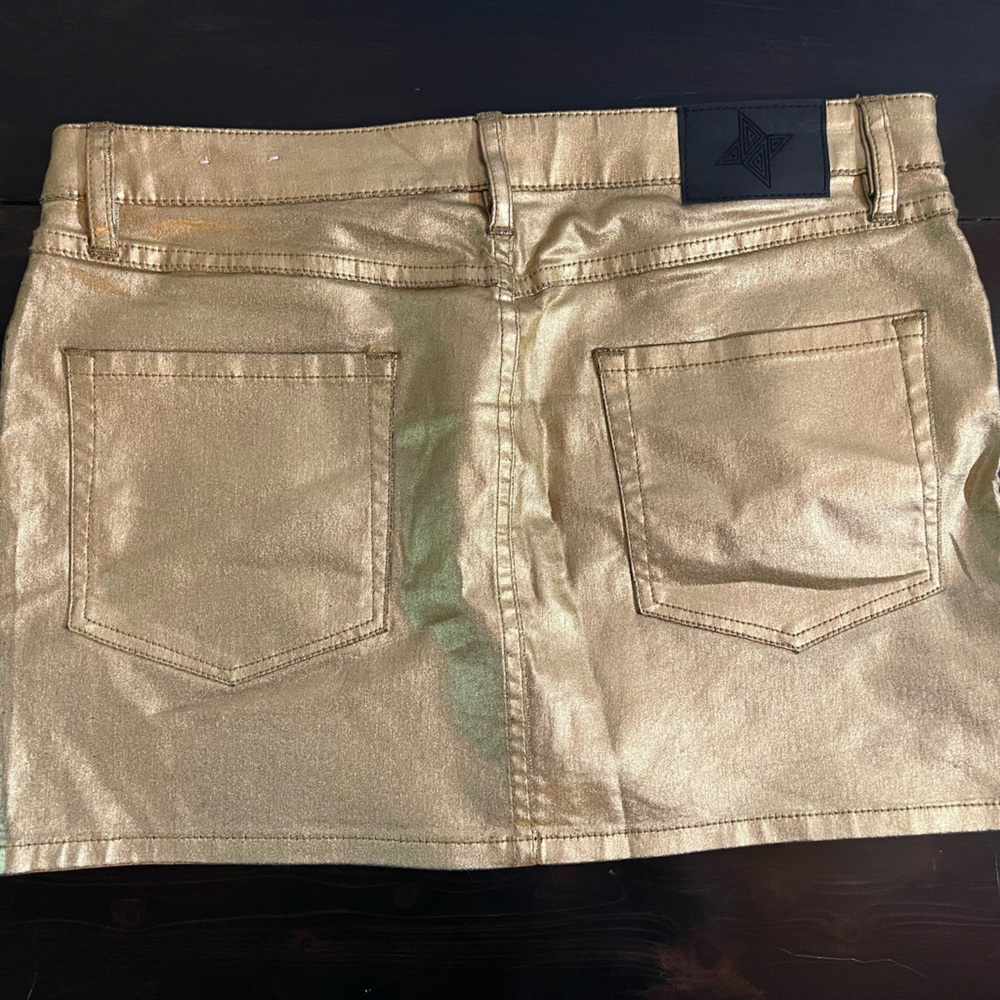 BCBGeneration Shimmering Gold Mini Skirt
